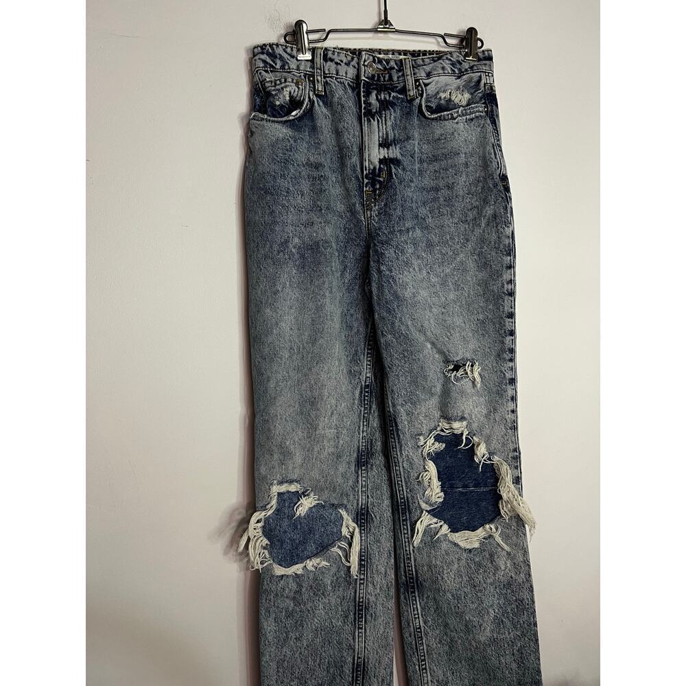 Free People "My Own Lane" distressed, high-rise, acid-wash jean size 27 Inseam - Picture 2 of 6